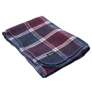 Manta de lã em tartan bordô