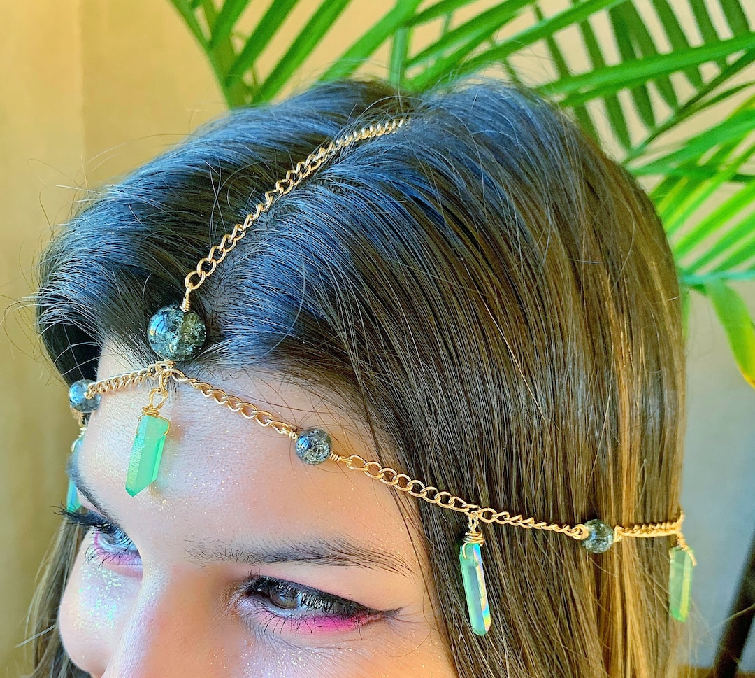 Head Chain Jewelry Crystal Hair Chain Boho Head Chain Boho - Etsy