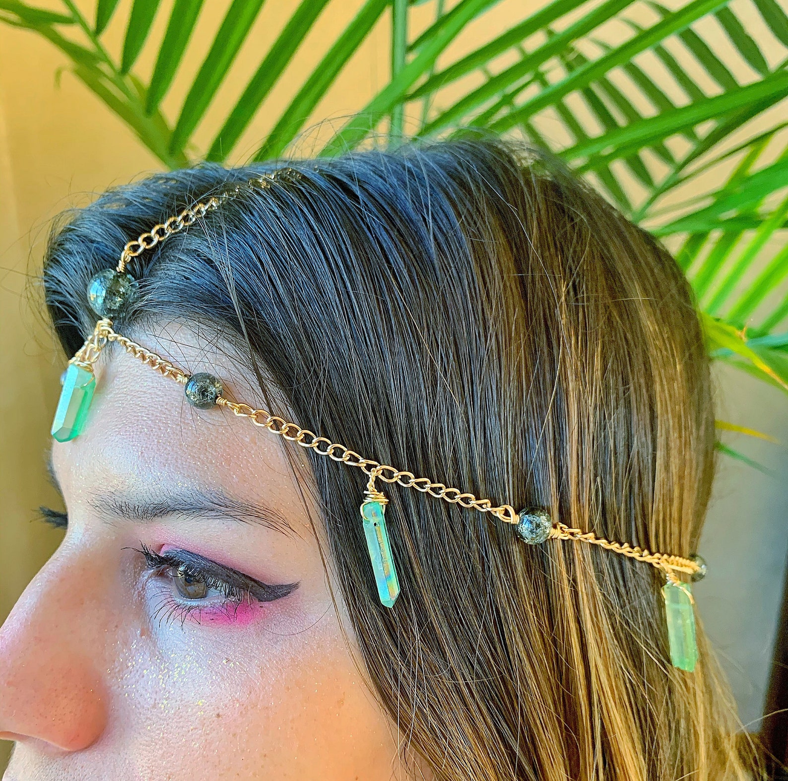 Head Chain Jewelry Crystal Hair Chain Boho Head Chain Boho Etsy