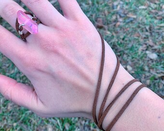 Raw crystal necklace, rave jewelry, pink choker, chakra necklace, festival jewelry, healing necklace, pink quartz jewelry, festival outfit