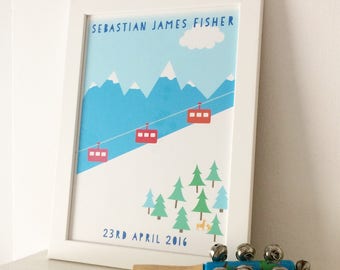 Personalised bespoke Alpine ski art print