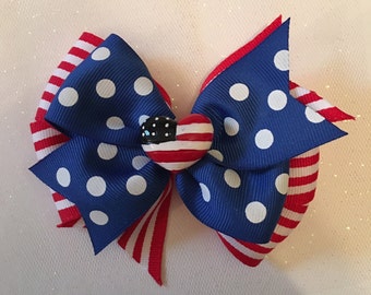 4 juli haarstrik Vierde juli haarstrik Vierde juli haarstrik Rood Wit Blauw haarstrik Patriottische haarstrik Alligator Clip Bows