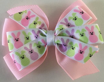 Small Easter Bow Easter Clippie Pink Easter Bow with Buuny Pink Easter Bunny Bow 3-Inch Easter Bow 4-Inch Easter Bow Small Pink Easter Bow