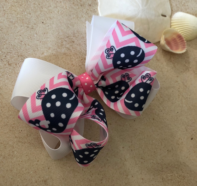 Preppy Summer Bow Navy and Pink Whale Bow Pink and White Whale Bow Nautical Hair Bow Beachy Bow Pink Chevron and Navy Whale Bow