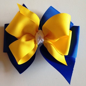 Royal Blue and Yellow Hair Bow, Blue and Gold Bow, Yellow and Royal Blue Bow