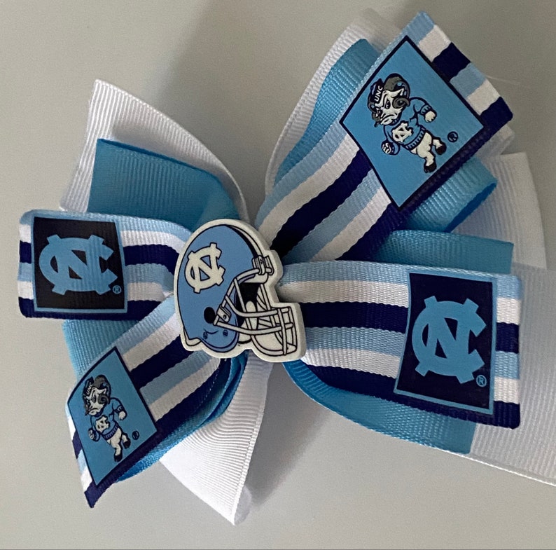 UNC Hair Bow, UNC Bow, Bow with UNC Logo, Carolina Hair Bow, Carolina Blue Bow, Blue and White Bow, Carolina Bow, Tar Heels Bow image 3