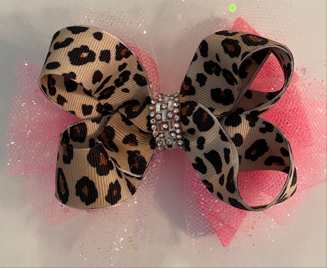 Pink Leopard Bow With Sparkly Tulle Hot Pink Leopard Bow - Etsy