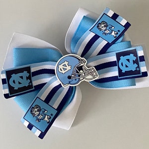 UNC Hair Bow, UNC Bow, Bow with UNC Logo, Carolina Hair Bow, Carolina Blue Bow, Blue and White Bow, Carolina Bow, Tar Heels Bow image 2