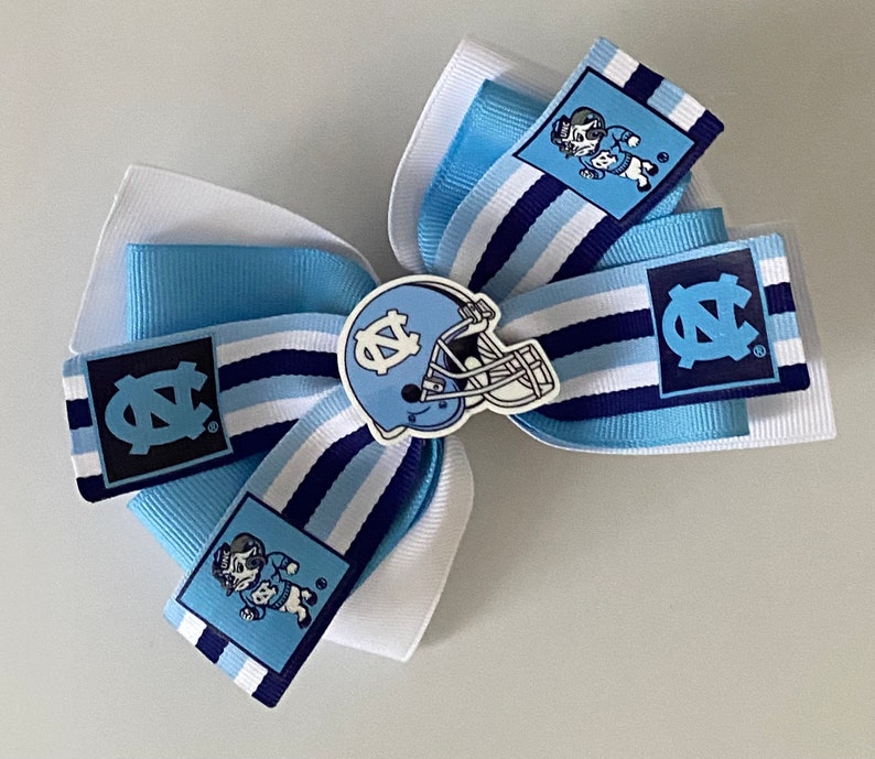 UNC Hair Bow, UNC Bow, Bow with UNC Logo, Carolina Hair Bow, Carolina Blue Bow, Blue and White Bow, Carolina Bow, Tar Heels Bow image 2