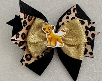 Lion King Hair Bow Disney Bow Black and Gold Lion King Bow Leopard Print Bow Simba Bow Black Lion King Bow Gold Lion King Bow Leopard Bow