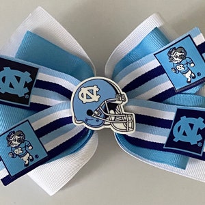 UNC Hair Bow, UNC Bow, Bow with UNC Logo, Carolina Hair Bow, Carolina Blue Bow, Blue and White Bow, Carolina Bow, Tar Heels Bow image 1