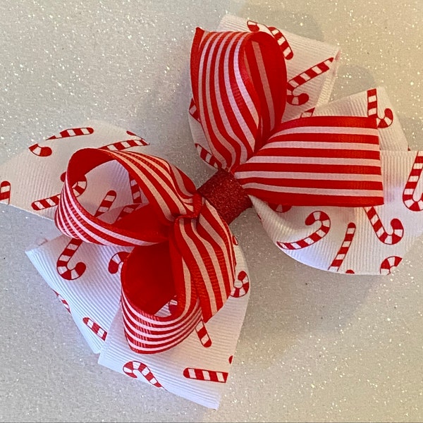 Candy Cane Hair Bow - Etsy