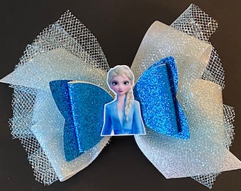 Sparkly Elsa Hair Bow Frozen 2 Bow Frozen Hair Bow Disney Princess Bow Elsa Hair Bow