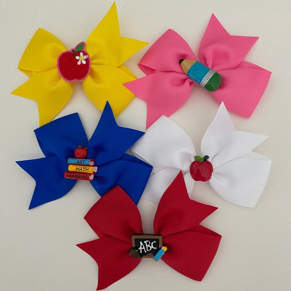 Back to School Bows for Toddlers and Preschool Colorful Set of School Bows