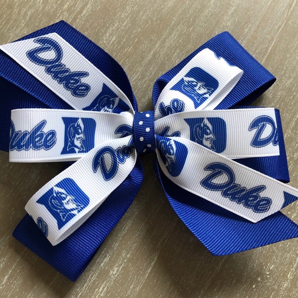 DUKE Hair Bow, Blue Devils Bow, Duke University Hair Bow, Duke Bow with Duke Logo