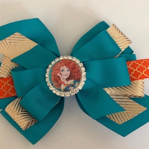 Fiocco per capelli Principessa Merida Fiocco Brave Fiocco per capelli Principessa Merida Fiocco turchese Merida Fiocco oro e turchese Merida Fiocco Principessa Disney Fiocco Principessa Brave
