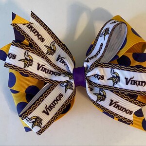 Minnesota Vikings Hair Bow Purple and Gold Bow Polka Dot Vikings Bow