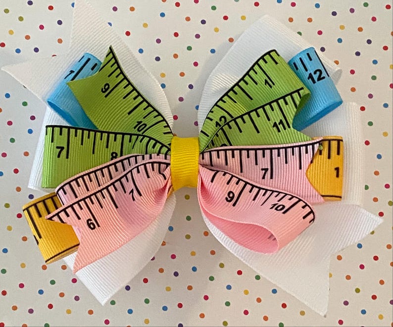 Back to School Bow Ruler Ribbon Bow Pastel School Bow School Days Bow ...
