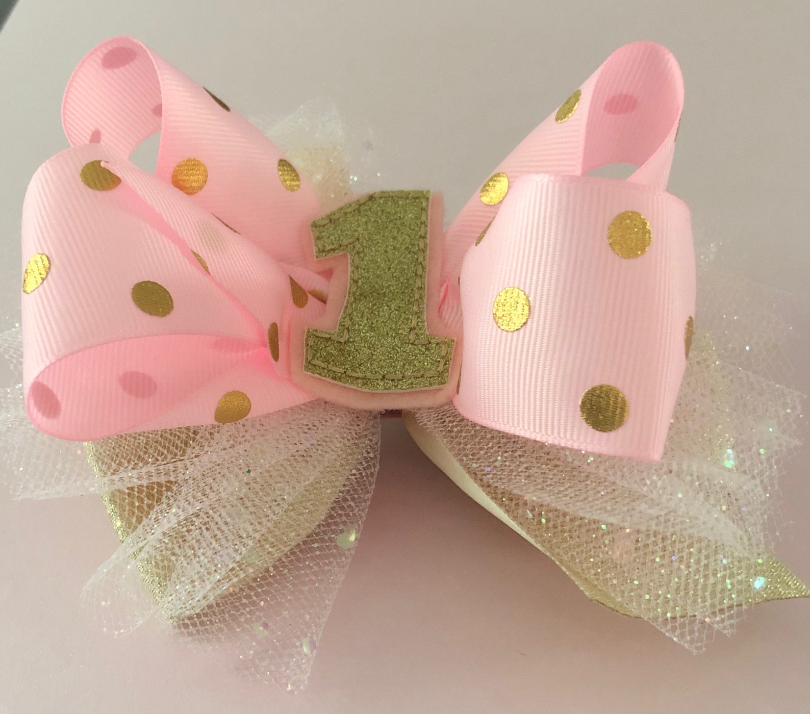 Pink and Gold Birthday Bow Pink Birthday Bow First Birthday - Etsy