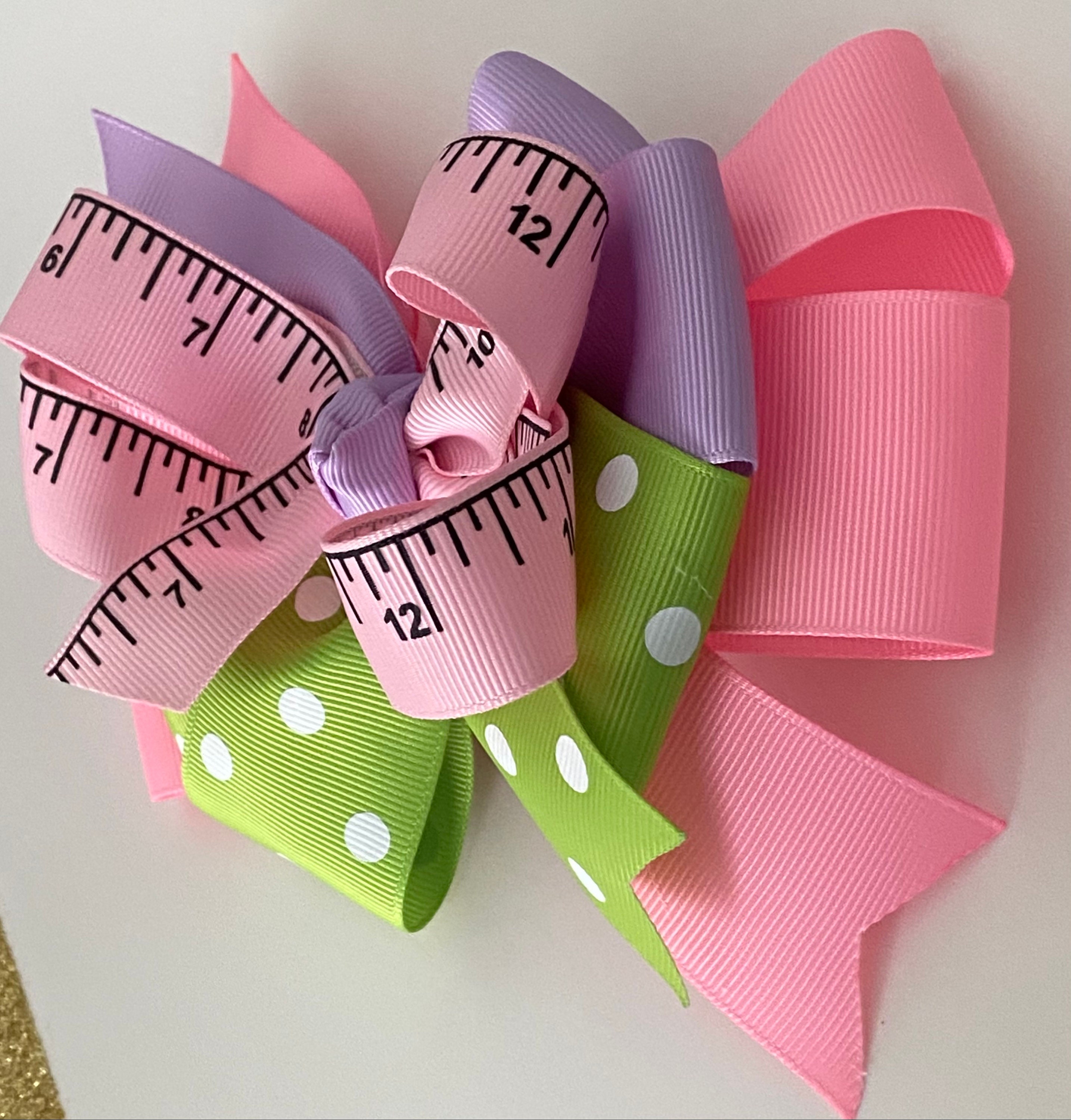 Pink Back to School Bow With Ruler Ribbon Lime Green and Pink School ...