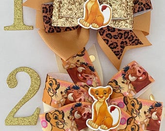 Simba + Nala Inspired Silhouette Print Ribbon + Glitter Hair  display picture 1