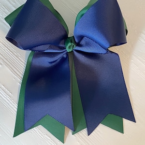 Hunter Green and Navy Bow School Uniform Bow Navy and Forest Green Bow BAck to School Bow School Spirit Bow Green and Navy Bow