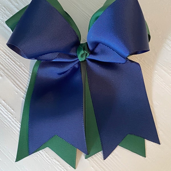 Hunter Green and Navy Bow School Uniform Bow Navy and Forest Green Bow BAck to School Bow School Spirit Bow Green and Navy Bow
