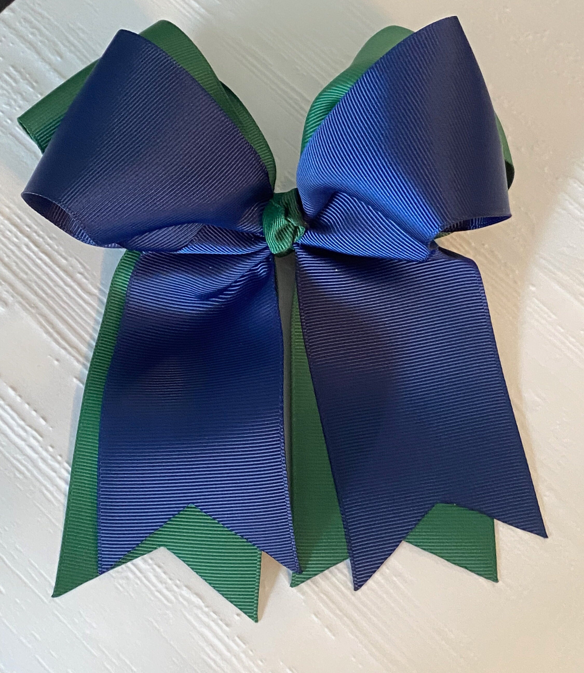 Hunter Green and Navy Bow School Uniform Bow Navy and Forest Green Bow BAck to School Bow School Spirit Bow Green and Navy Bow