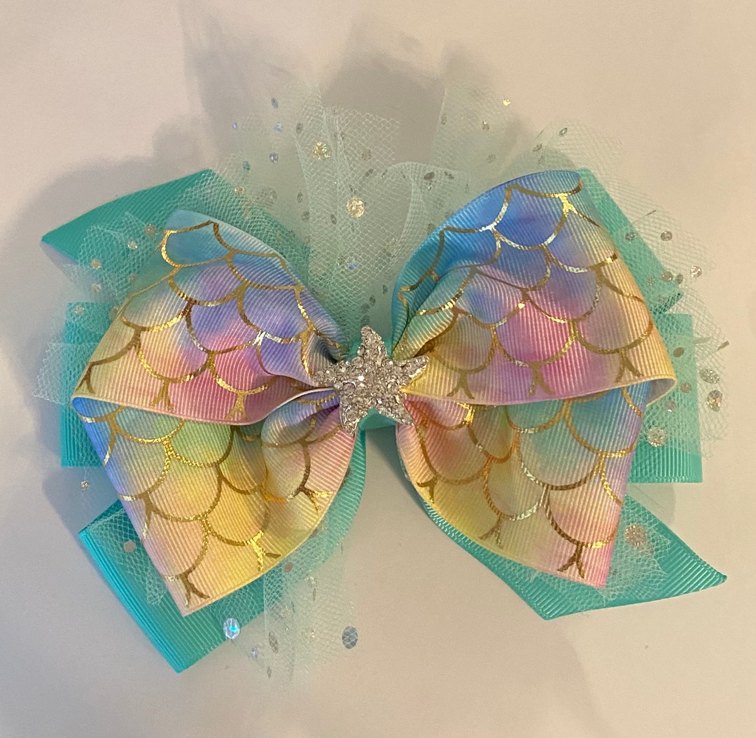 Pink Mermaid Shells Large Bow