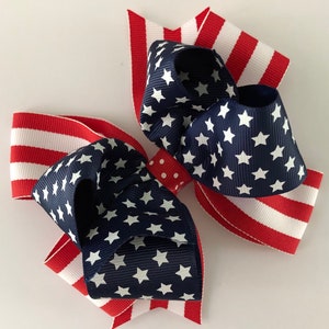 July Fourth Hair Bow Fourth of July Hair Bow Patriotic Hair Bow Stars and Stripes Bow Flag Hair Bow USA Hair Bow Memorial Day Bow