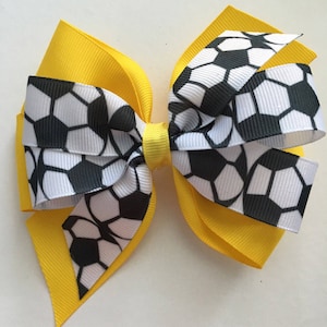 You Choose Color Soccer Hair Bow with Soccer Balls Black Soccer Hair Bow Soccer Team Bow Custom Soccer Bows Any Color