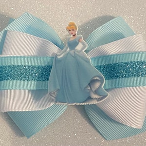 Cinderella Hair Bow Disney Hair Bows Disney Princess Hair Bows Blue Cinderella Bow Princess Hair Bow Blue and White Bow