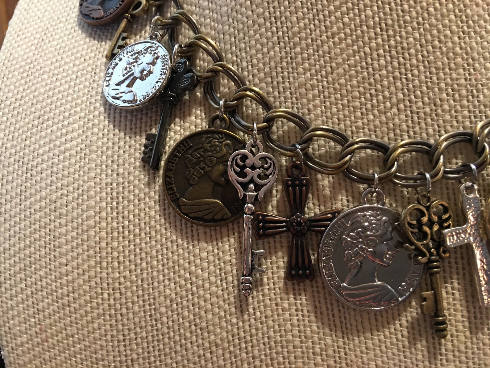 Coins Keys and Crosses High Fashion Charm Necklace - Etsy