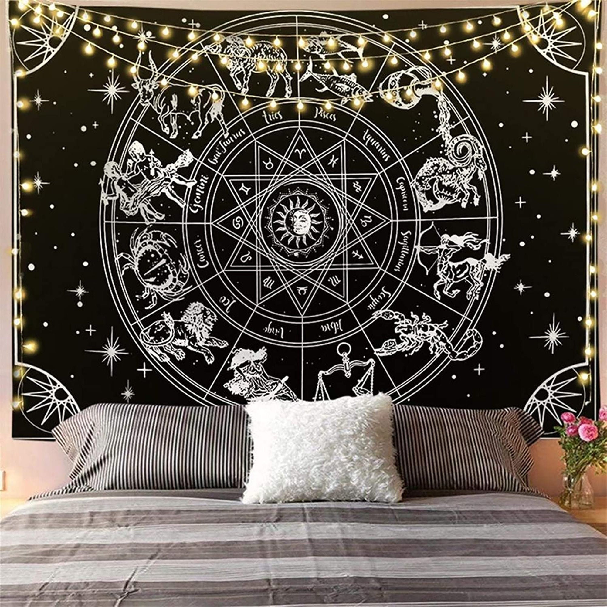 Black and White Zodiac Wall Tapestry Etsy