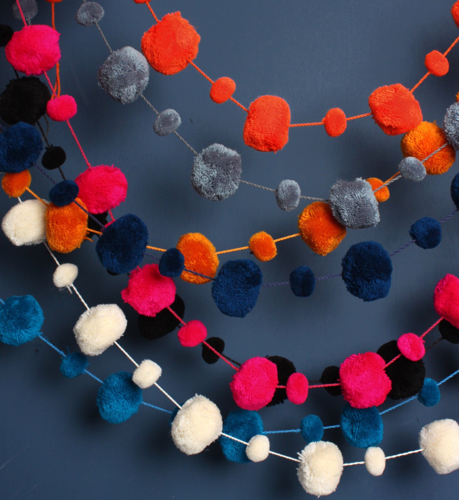 Decorative Pom Pom Garlands Party Decoration 100 Wool Etsy