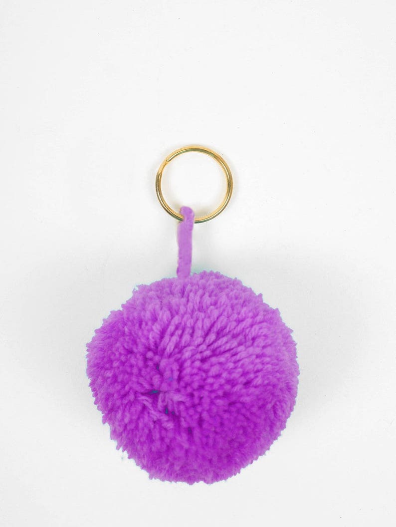 100 Wool Pom Pom Keyring Tote Bag Charm Various Colours Etsy