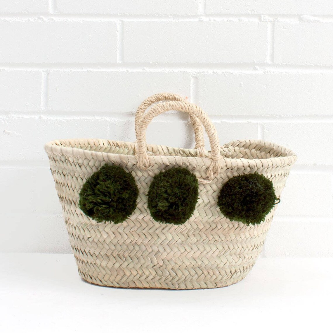 Mini Market Pom Pom Basket Ideal Gift Hamper Woven Palm Etsy