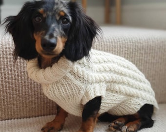 Handmade Cable Knit Dachshund Jumper 