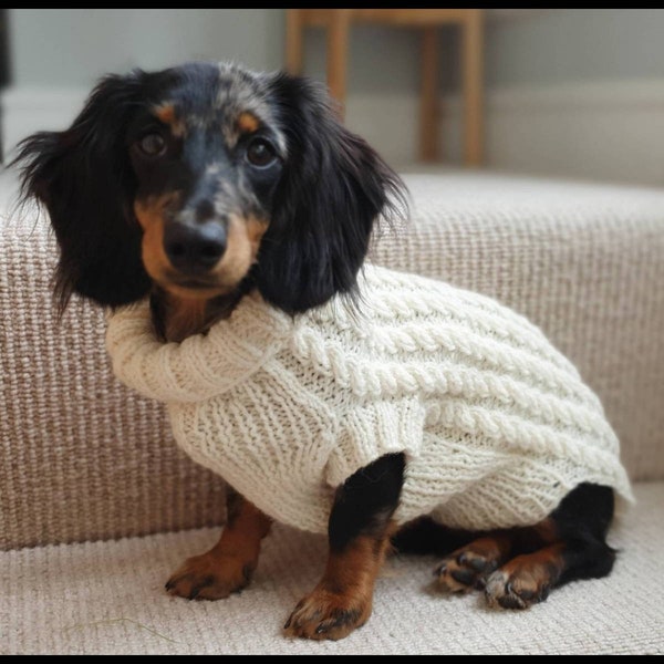 Handmade Cable Knit Dachshund Jumper