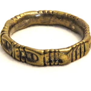 Brass Cuff Bracelet 2 5/8&quot; Diameter 5/8&quot; Wide Ethnic or Tribal Style Heavy Cuff Bracelet Statement Bracelet with Brass Finish with Patina