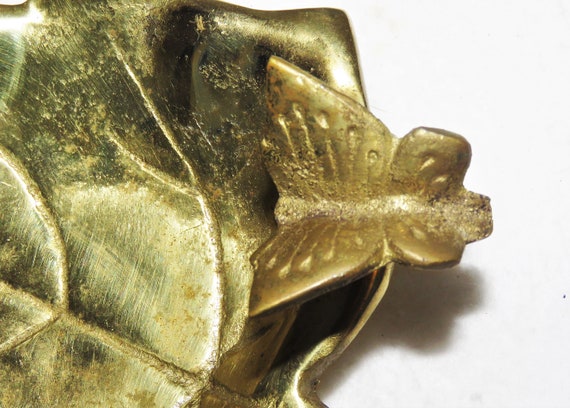Vintage Solid Brass Trinket Dish, Leaf and Butter… - image 9