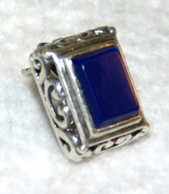 Silver and Lapis Lazuli Rectangular Post Earrings… - image 4