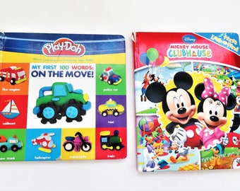 HARD BOARD Books for Preschoolers  Set of TWO Picture Search for Little Kids Vocabulary Words for Preschoolers Early Story Time Books