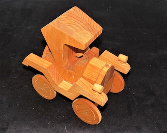 Handmade Wooden Toy Antique Car Toys for Young Children Handmade Toys, Wood Rolling Model T Car, Wooden Toys for Children