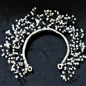 Pearl Spray Wedding Headpiece Surrounds Hair in a Bun Floral Wire Pearls Wrapped Around Headband Something Old Something New Gift for Bride