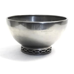 Colonial Pewter by Boardman #405 Art Deco style Footed Bowl Measures 7&quot; x 5 1/2 &quot;Inscribed &quot;CHC Member-Guest 1971&quot; in Discrete Location