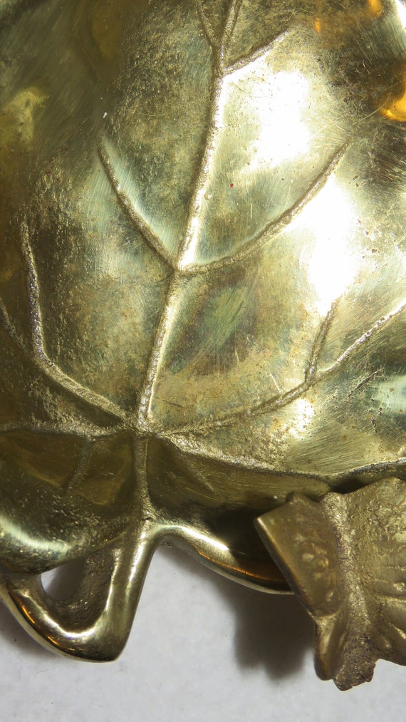 Vintage Solid Brass Trinket Dish, Leaf and Butter… - image 10