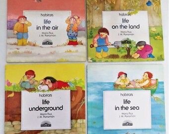 SCIENCE BOOKS for Young Readers Lot of 4 Habitats Books Life in the Sea Life Underground Life on the Land Life in the Air Preschool-Grade 3