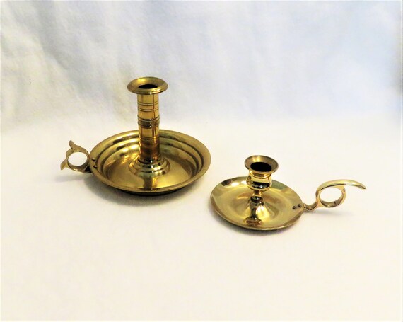 Brass Chamberstick Candle Holder Traditional Bedroom Candleholder  Candlestick With Handle 2 1/2 Tall for Telling Stories by Candlelight -   Canada