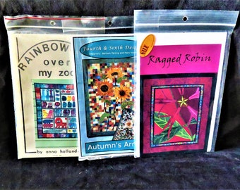 THREE Quilt Patterns Something For Everyone Applique Quilt Pattern Pieced Quilt Pattern Zoo Quilt Pattern Flower Quilt Patterns Art Quilt